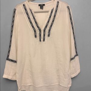 Sheer Top by Paige SZ Small White W/ Black trim